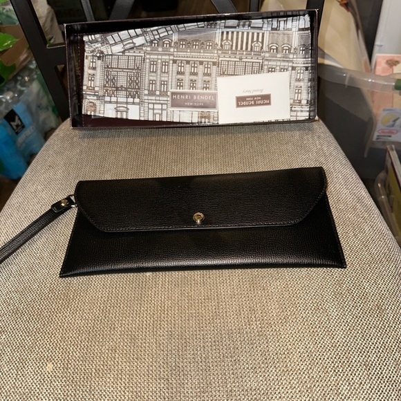 henri bendel Handbags - Henri Bendel Black Clutch with Gold Accent